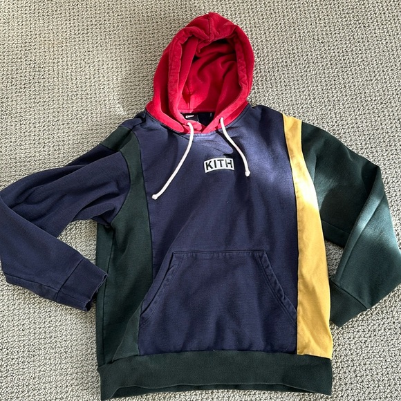 KITH unisex navy colorblock hoodie M - Picture 1 of 3